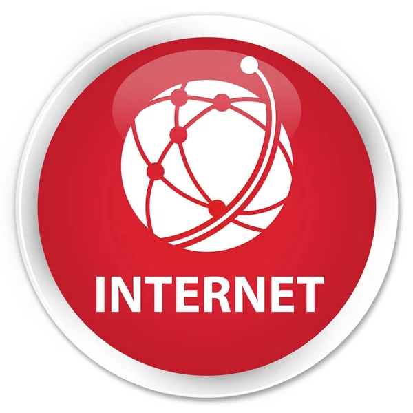 Botón redondo rojo premium de Internet (icono de red global) —  Fotos de Stock