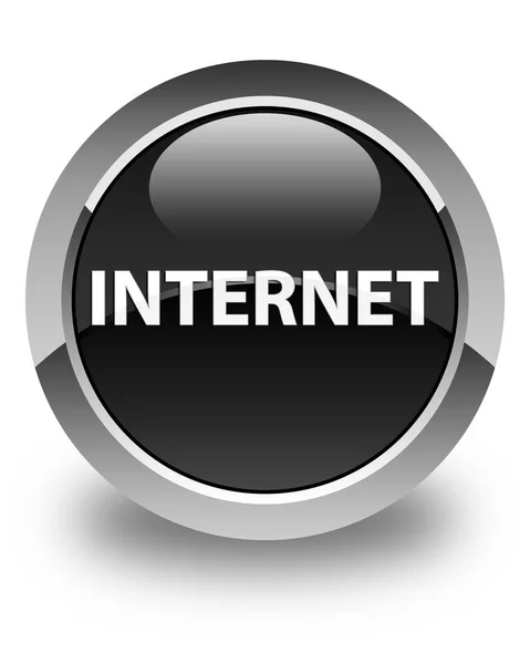 Internet bouton rond noir brillant — Photo