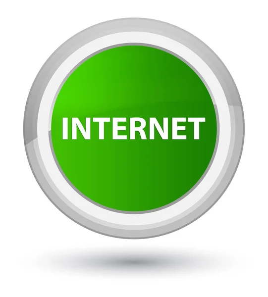 Internet prime green round button — Stock Photo, Image