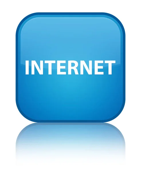 인터넷 특별 시안색 파란색 사각형 버튼 — 스톡 사진