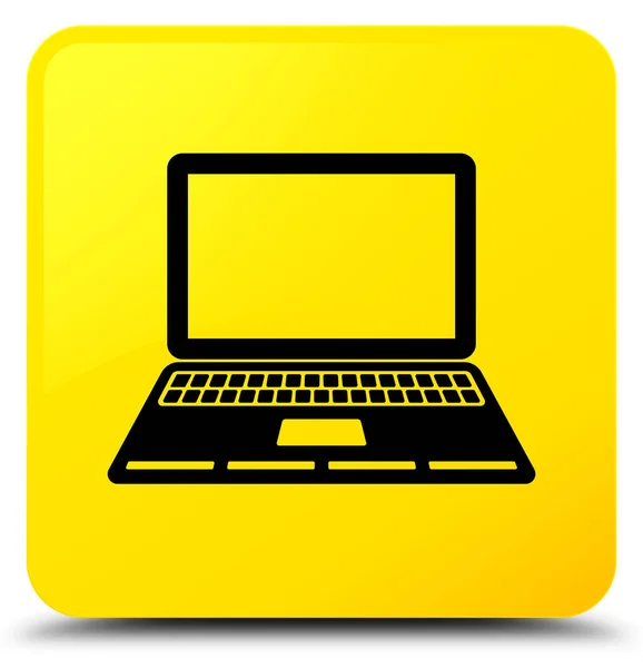 Laptop icon yellow square button — Stock Photo, Image