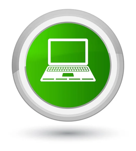 Icono del ordenador portátil botón redondo verde primo —  Fotos de Stock