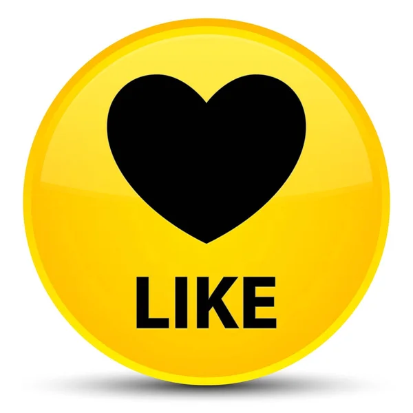 Like (heart icon) special yellow round button — Stock Photo, Image