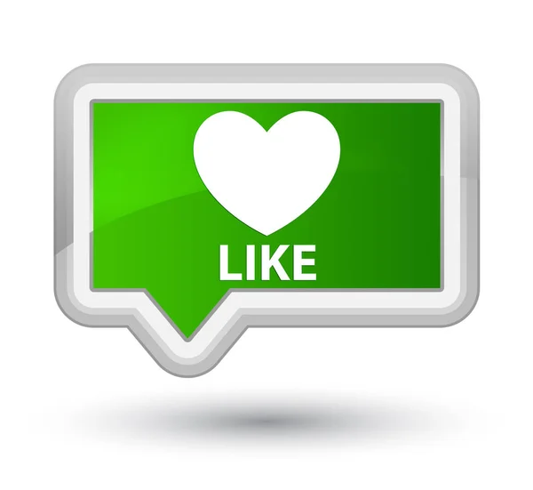 Como (ícone do coração) botão de banner verde principal — Fotografia de Stock