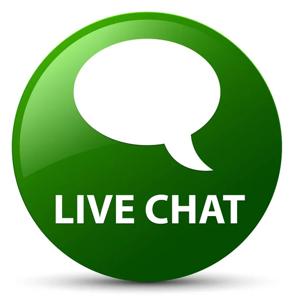 Chat en vivo verde botón redondo —  Fotos de Stock