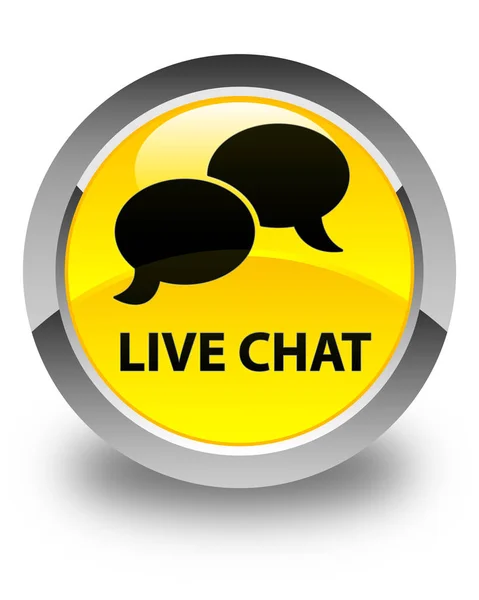 Live chat giallo lucido pulsante rotondo — Foto Stock