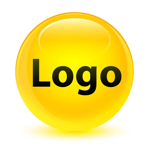 Logo botão redondo amarelo vítreo — Fotografia de Stock