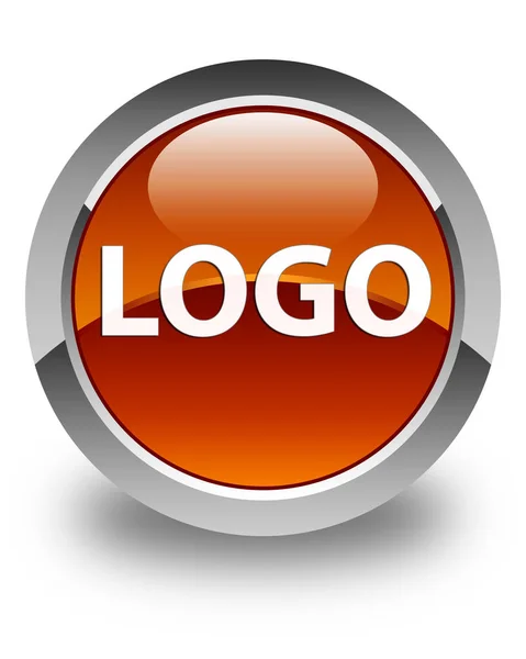 Logo bouton rond brun brillant — Photo