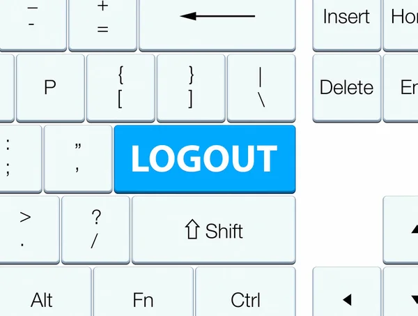 Синяя клавиша Logout — стоковое фото