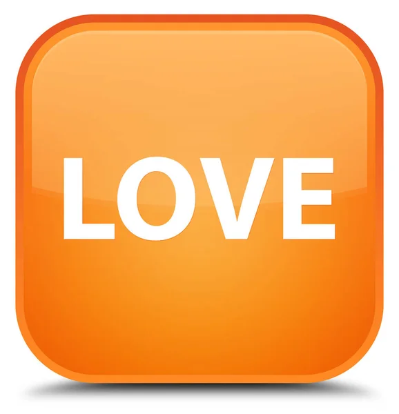 Sevgi özel turuncu kare düğme — Stok fotoğraf