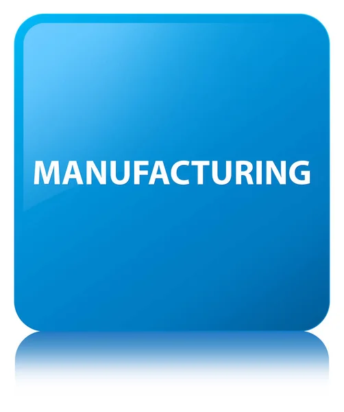 Produkcji cyan niebieski przycisk kwadratowy — Zdjęcie stockowe