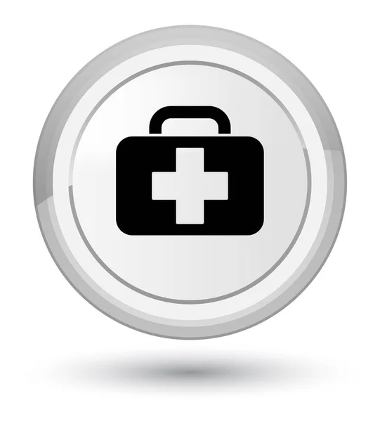 医疗袋图标白色圆形按钮 — 图库照片