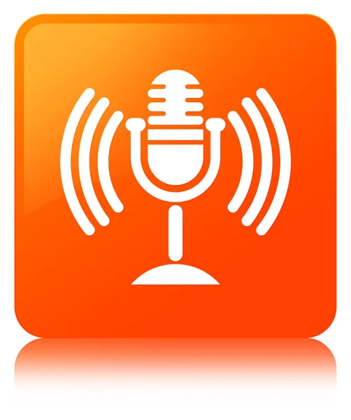 Mikrofon ikon a narancssárga négyzet gomb — Stock Fotó