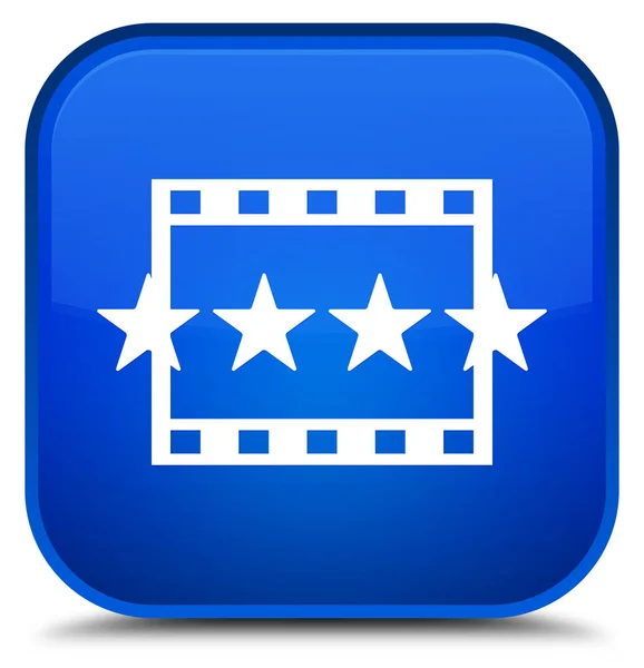 Ícone de comentários de filmes botão quadrado azul especial — Fotografia de Stock