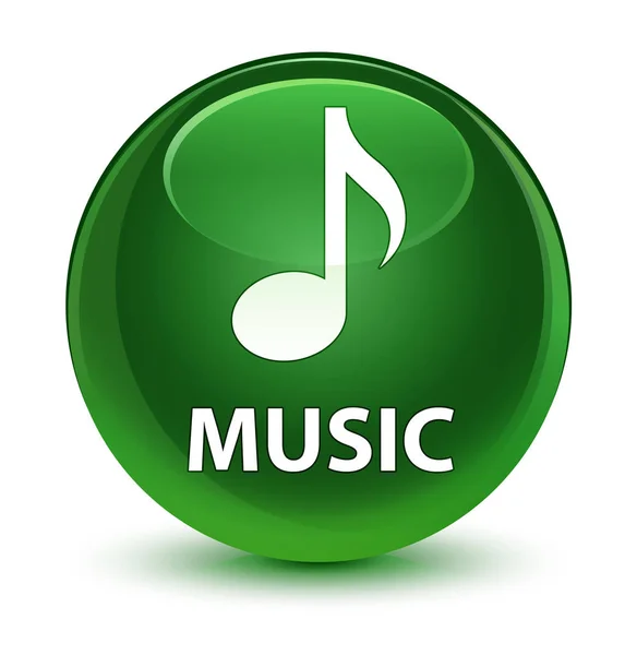 Muzyka szklisty miękki zielony okrągły przycisk — Zdjęcie stockowe