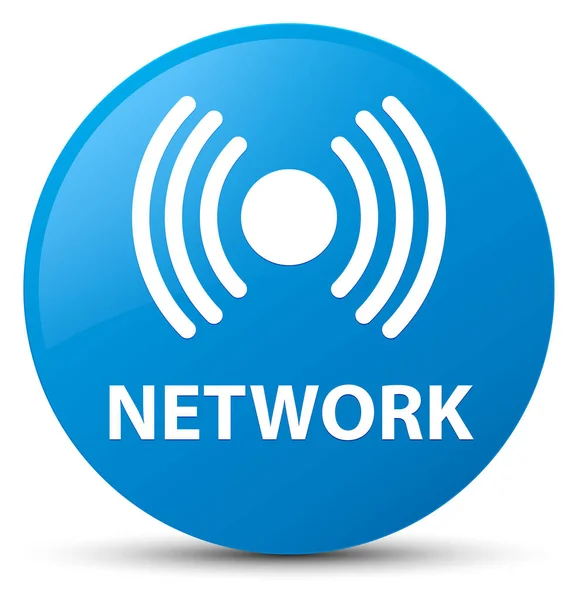 Rede (ícone de sinal) botão redondo azul ciano — Fotografia de Stock