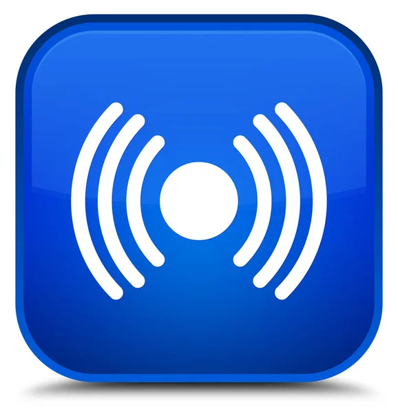 Ícone de sinal de rede botão quadrado azul especial — Fotografia de Stock