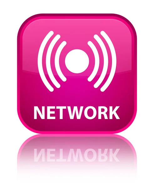 Hálózat (jel ikon) különleges rózsaszín négyzet gomb — Stock Fotó