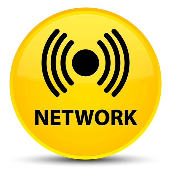 ネットワーク (信号アイコン) 特別な黄色の丸いボタン — ストック写真