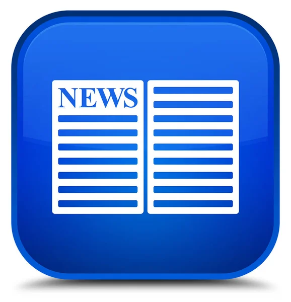 Newspaper icon special blue square button — Stock Photo, Image