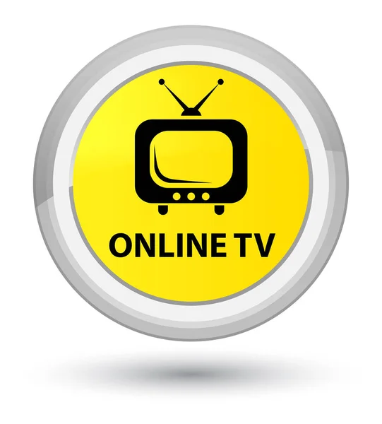 Online tv prime amarillo botón redondo —  Fotos de Stock