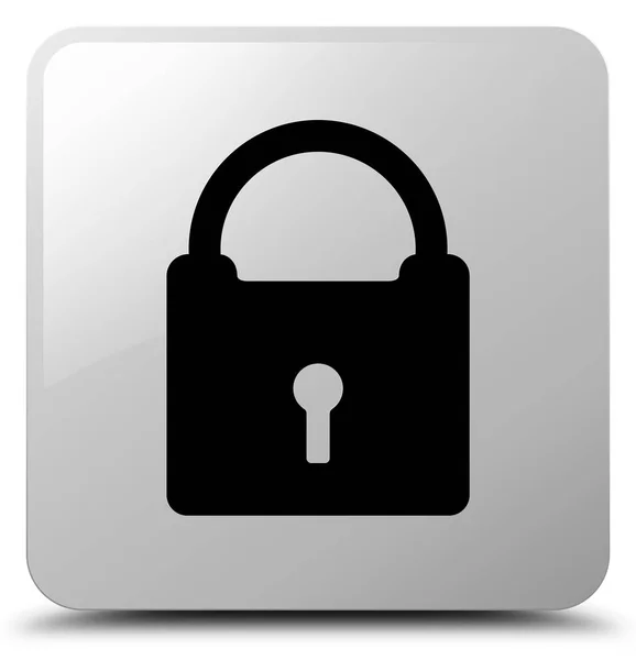 Padlock icon white square button — Stock Photo, Image