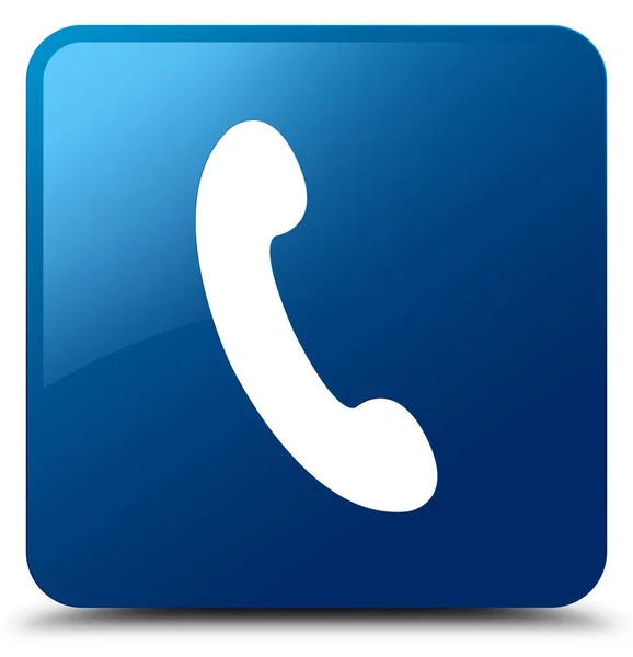 Telefon simgesi mavi kare düğme — Stok fotoğraf