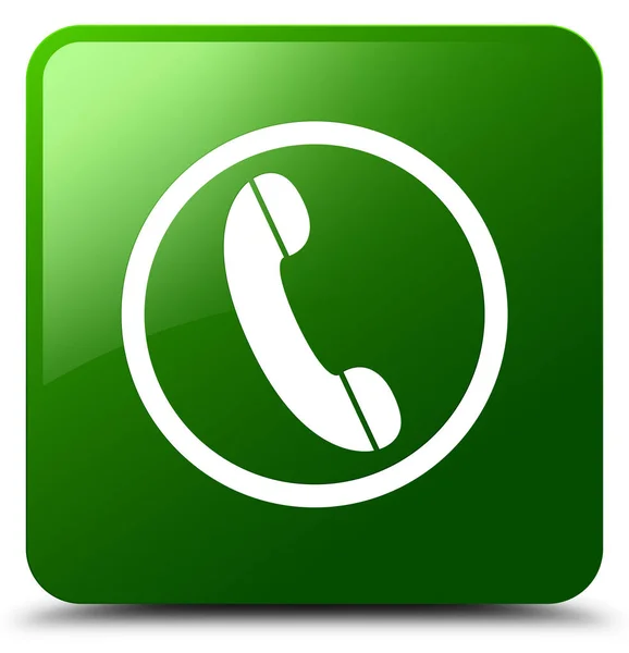 Čtvercové tlačítko telefonu ikonu zelené — Stock fotografie