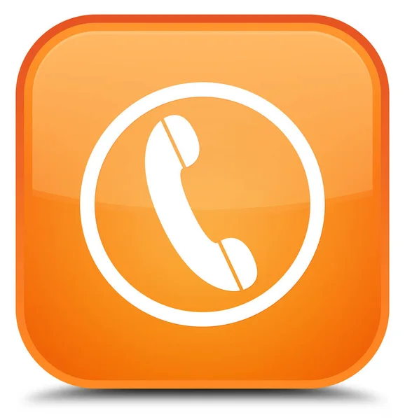 Telefoon pictogram speciale oranje vierkante knop — Stockfoto