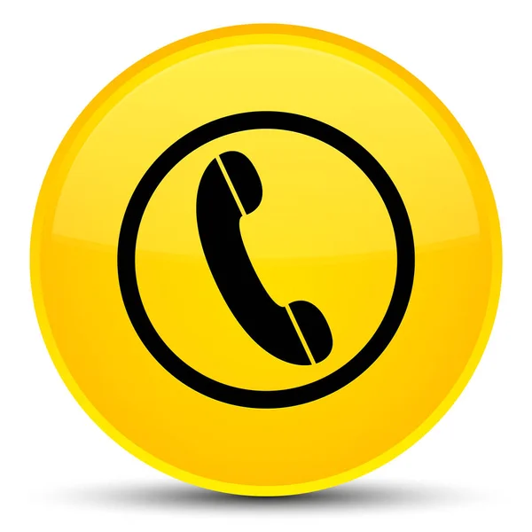 Telefon simgesini özel sarı yuvarlak düğmesi — Stok fotoğraf