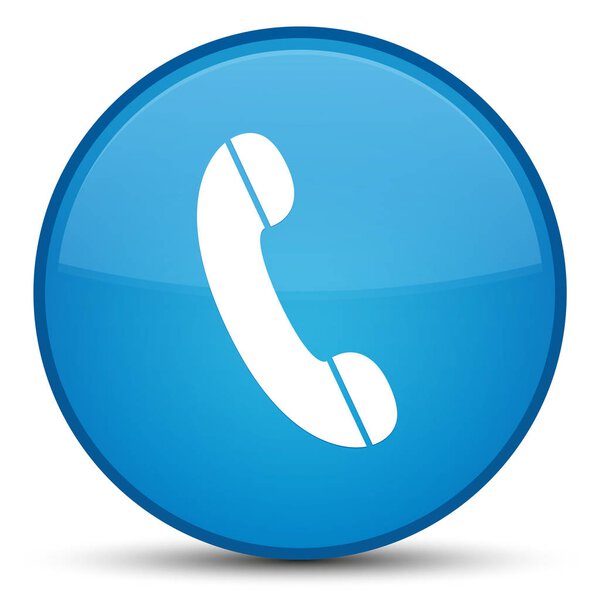 Phone icon special cyan blue round button