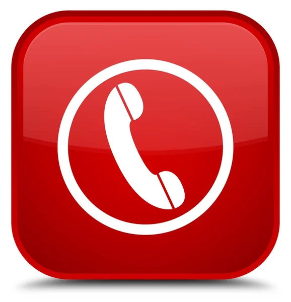 電話アイコン特別な赤い四角ボタン — ストック写真