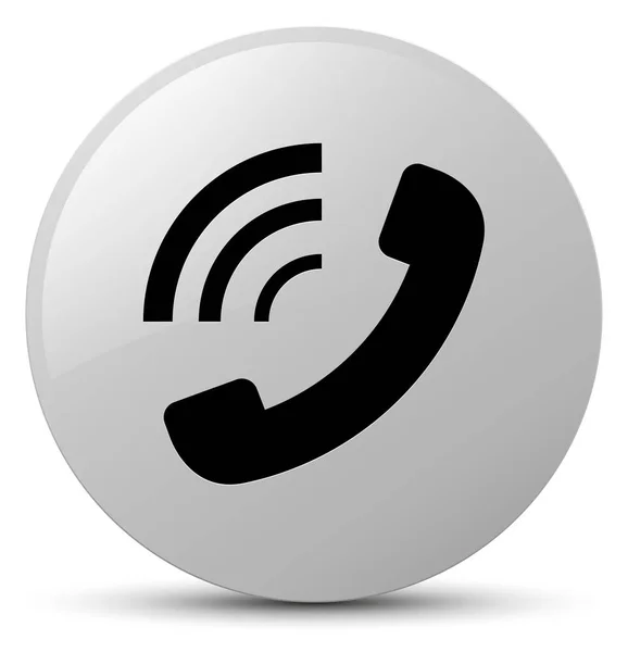 Піктограма дзвінка телефону біла кругла кнопка — стокове фото