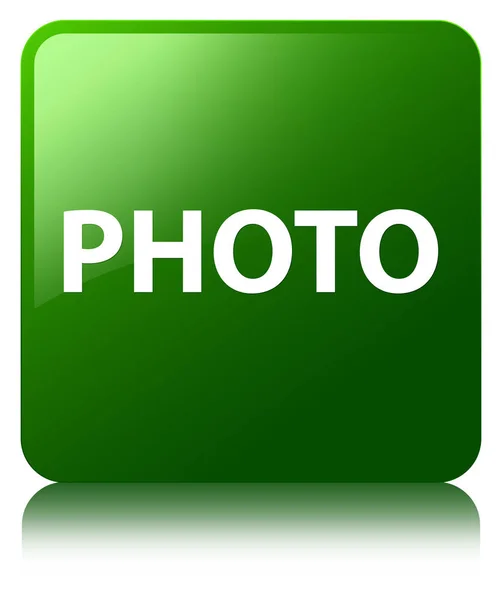 Photo green square button — Stock Photo, Image