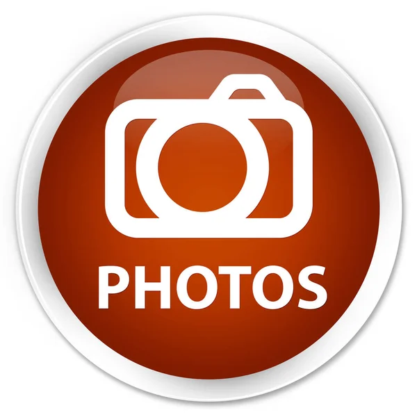 Photos (camera icon) premium brown round button — Stock Photo, Image