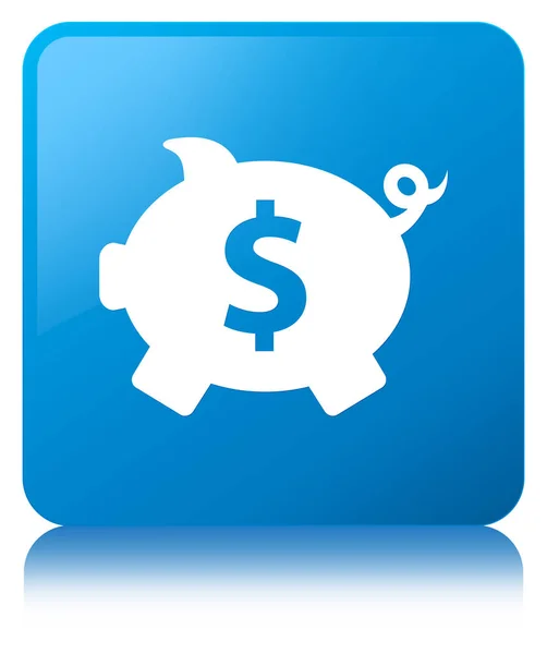 Piggy bank dollar sign icon cyan blue square button — Stock Photo, Image