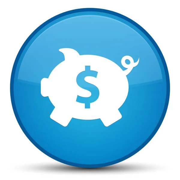 Piggy bank dollarteken pictogram speciale cyaan blauw ronde knop — Stockfoto