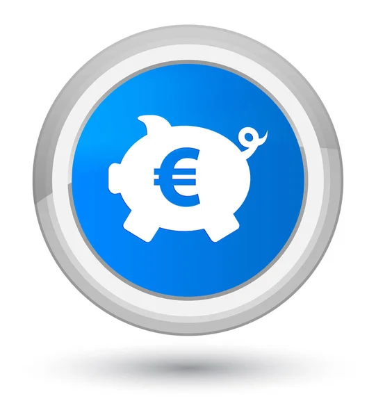 Piggy bank euro signe icône prime cyan bleu bouton rond — Photo