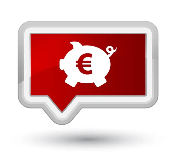 Свинячий банк євро знак значок просто червоний банер кнопка — стокове фото