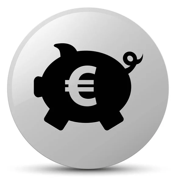 小猪银行欧元符号图标白色圆形按钮 — 图库照片