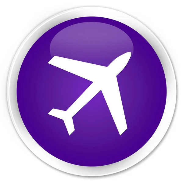 Plane icon premium purple round button