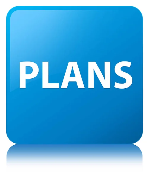 Planos botão quadrado azul ciano — Fotografia de Stock