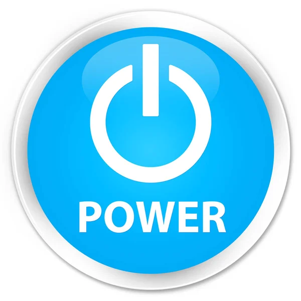 Power premium cyan blue round button — Stock Photo, Image