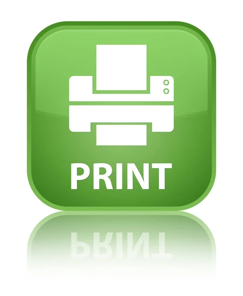 Друкувати (піктограма принтера) спеціальну м'яку зелену квадратну кнопку — стокове фото