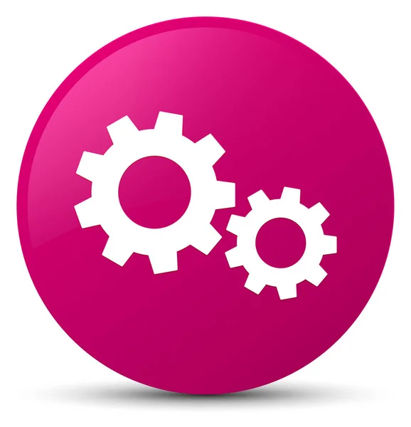 过程图标粉红色圆形按钮 — 图库照片