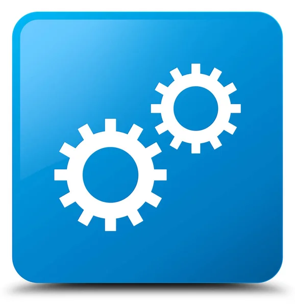 Icono de proceso botón cuadrado azul cian —  Fotos de Stock