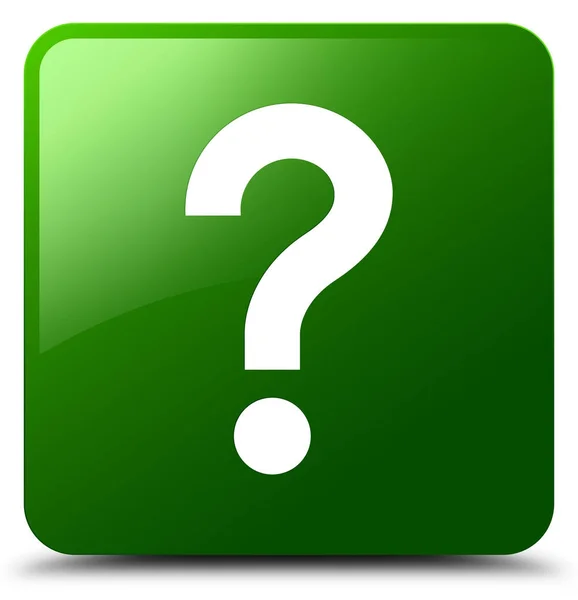 Soru işareti simgesi yeşil kare düğme — Stok fotoğraf