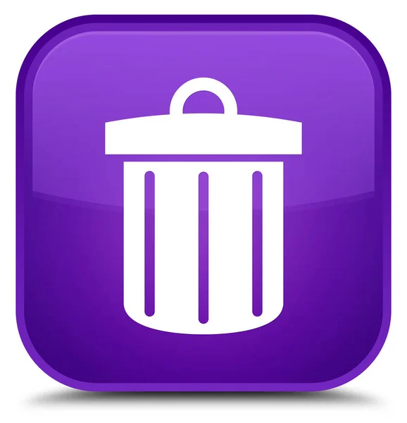 Recycleren bin pictogram speciale paarse vierkante knop — Stockfoto