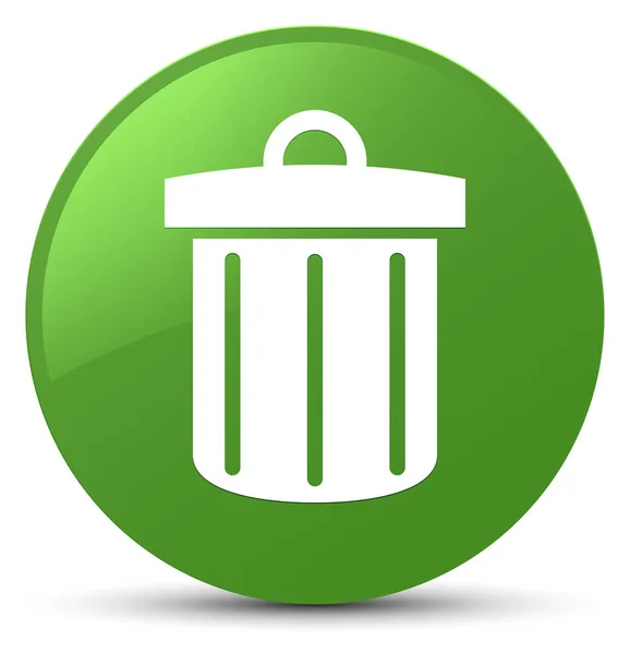 Reciclar icono de la papelera botón redondo verde suave — Foto de Stock