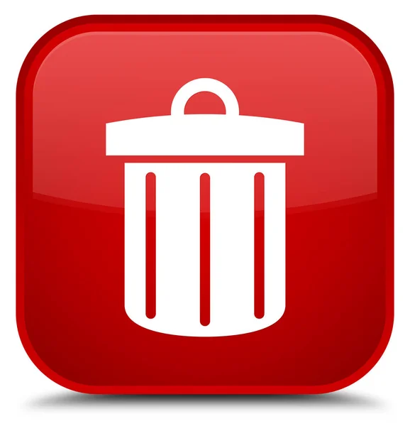 Recycle bin icon special red square button — Stock Photo, Image